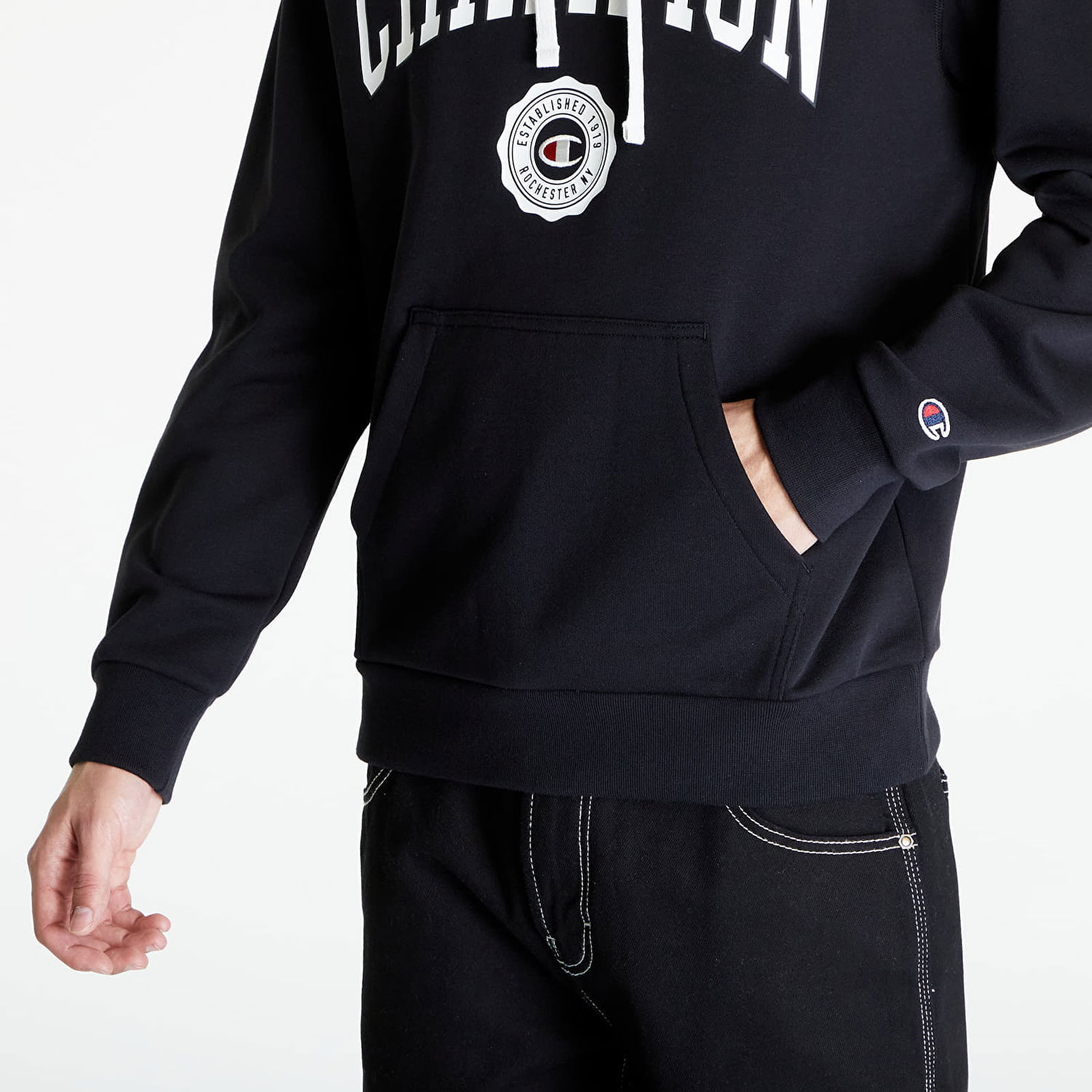 Sweatshirt Champion Hooded Sweatshirt Black Svart | 219830 CHA KK001, 1