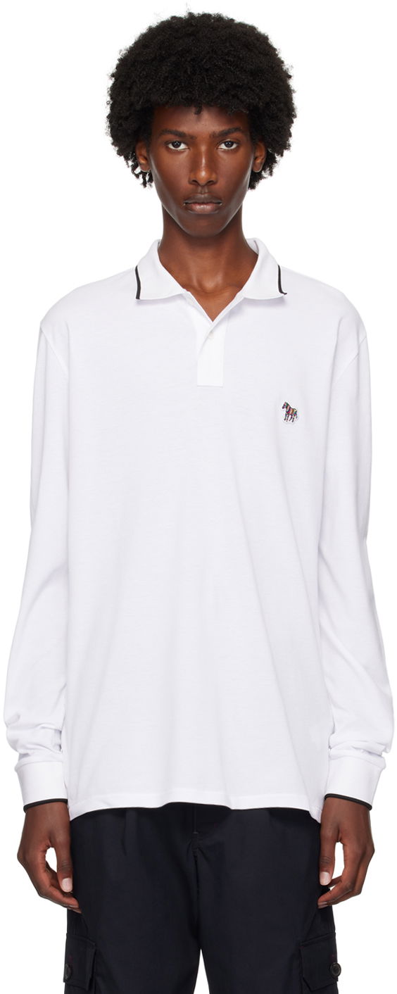 Polotröja Paul Smith PS Paul Smith Zebra Long Sleeve Polo Vit | M2R-142MZ-N21580-01