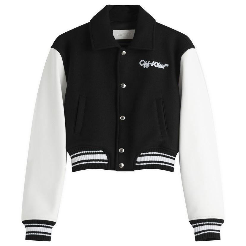 Bomberjacka Off-White Off-White WO Simple Cropped Varsity Jacket, Size Small Svart | OWEK00DS25FAB0011001