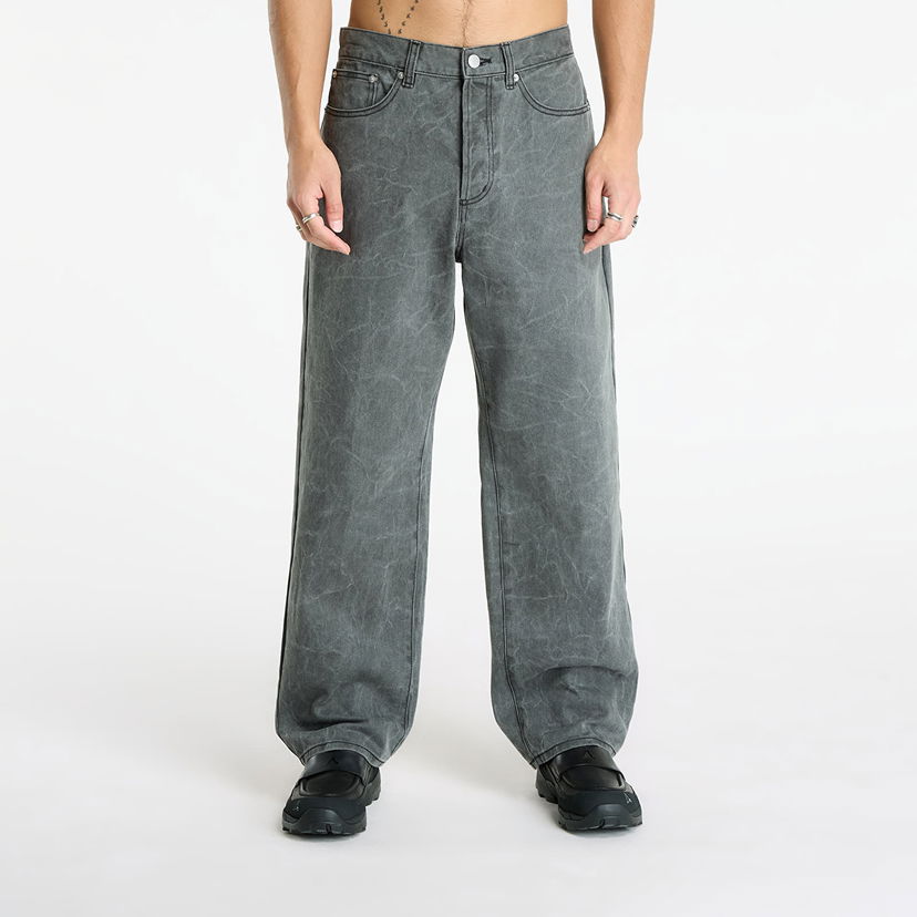 Byxor OBEY Classic Wrinkle Baggy Denim Black Wrinkle Wash Grå | 142010111-BWA