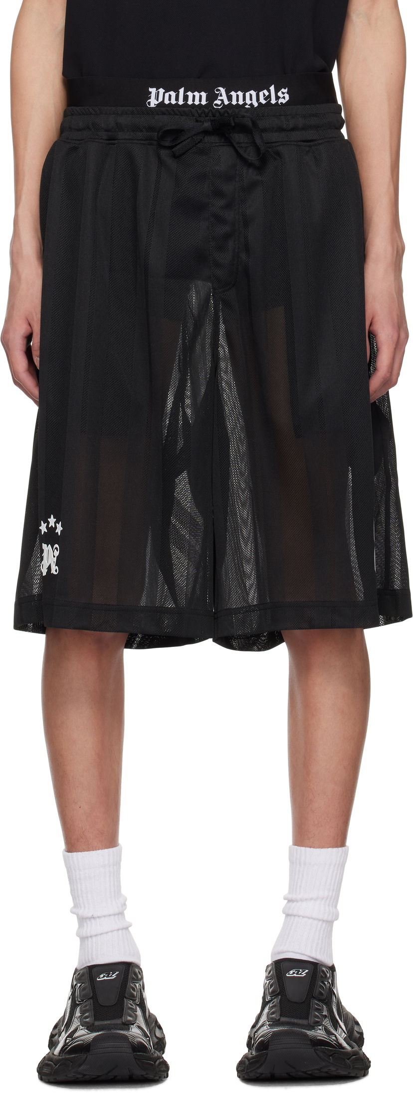 Shorts Palm Angels Palm Angels Palm Sport Mesh Shorts Svart | PMCI022S25FAB0021003