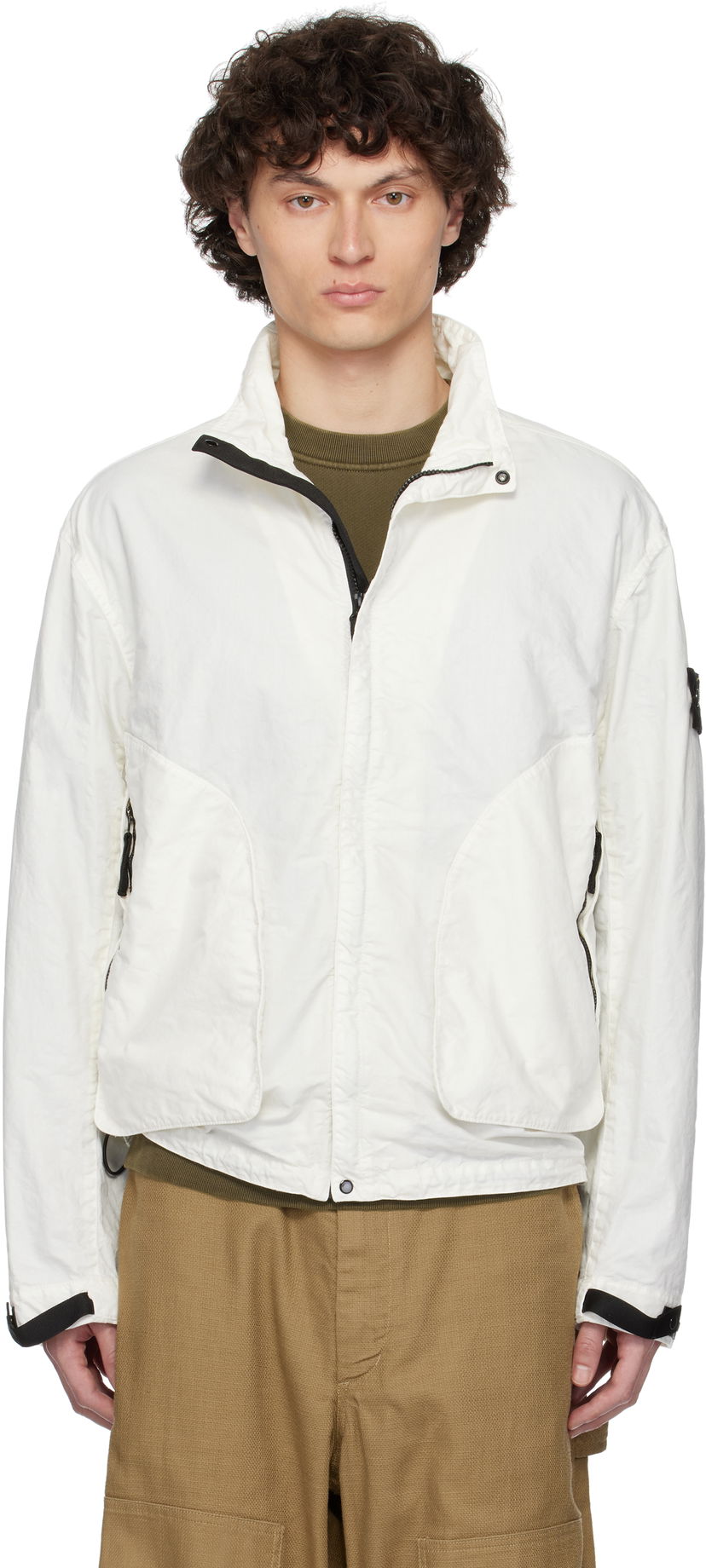 Vindjacka Stone Island Stone Island Organic Look Nylon Panama-TC Jacket Vit | K1S15 4100067 S0069