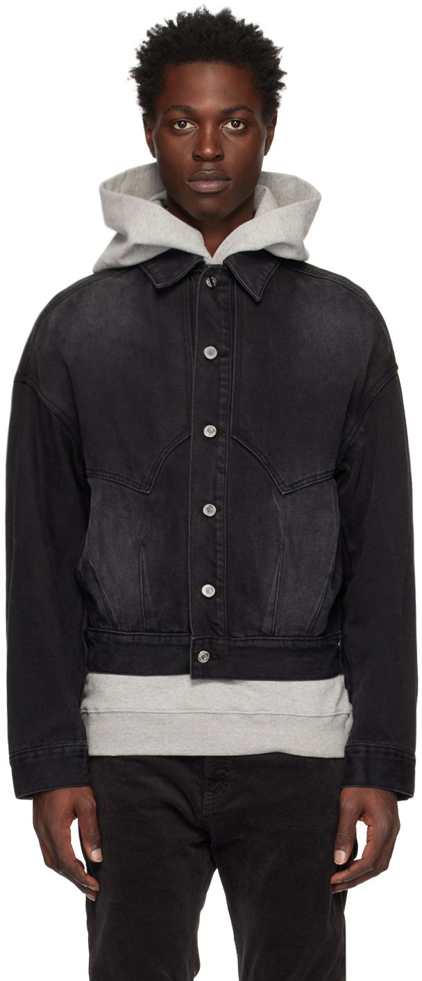 Jacka We11done We11done Relaxed-Fit Denim Jacket Svart | WD-DJ3-22-303-U-BK