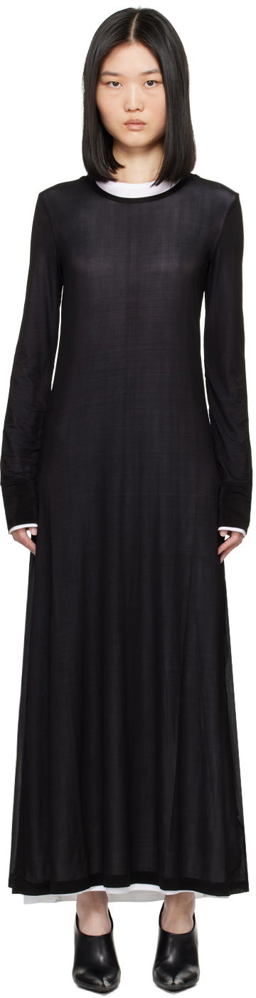 Klä Helmut Lang Double Layer Maxi Dress Svart | 005HW605