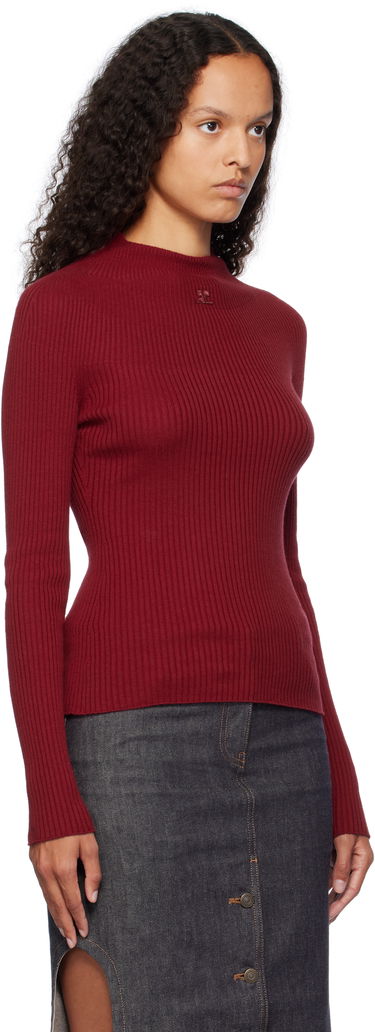 T-shirt Courrèges Long Sleeved Fitted Sweater Röd | 124MPU128FI0049, 3