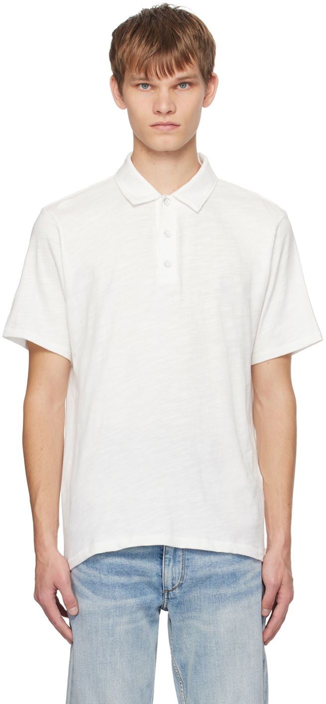 Polotröja rag & bone Flame Polo Vit | MBC23FT012CA12