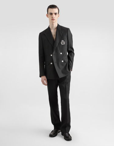 Jacka Dolce & Gabbana Dolce & Gabbana Double-breasted Linen Jacket with Patch Svart | G2TJ2ZFU4K6N0000, 1