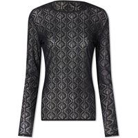 T-shirt Marine Serre Monogram Mesh Jacquard Second Skin Top Svart | WTO068-BK99, 1