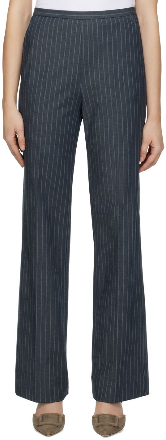 Byxor GANNI Striped Trousers Grå | F8674, 0