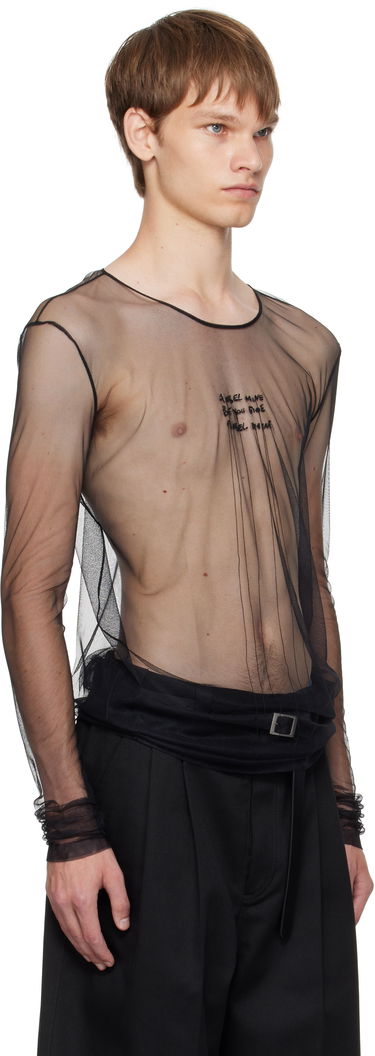 T-shirt Ann Demeulemeester Ann Demeulemeester 'Angel Divine' Sheer Long Sleeve T-Shirt Svart | B0013163-FA585-099, 1