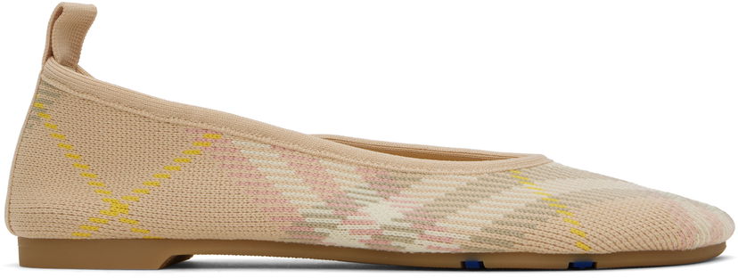Kläder Burberry Burberry Check Knit Ballerina Flats Beige | 8101053