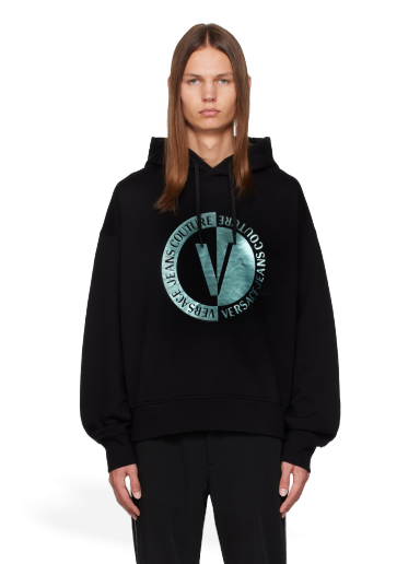Sweatshirt Versace Jeans Couture V-Emblem Hoodie Svart | E75GAIF05_ECF03F