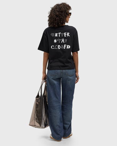 T-shirt CLOSED Front Text Print T-Shirt Svart | C95925-44H-PR-100, 1