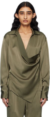 Helmut Lang Relaxed Wrap Satin Blouse