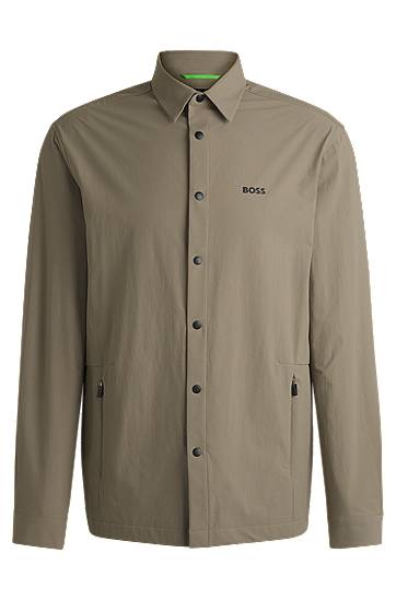 Skjorta BOSS BOSS Relaxed Fit Water-Repellent Stretch Overshirt Grön | 50533265