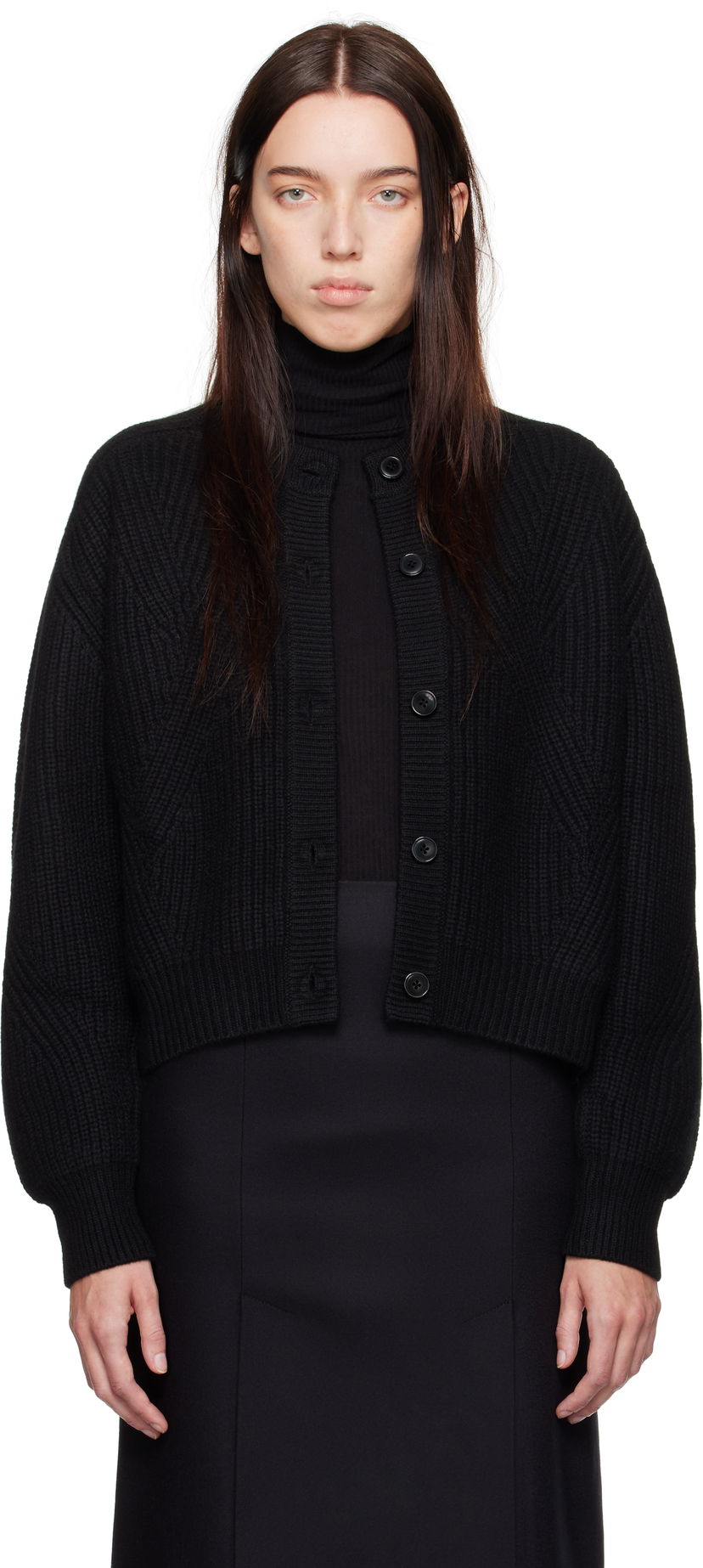 Sweater Loulou de Saison Loulou de Saison Manoa Knit Cardigan Svart | MANOA