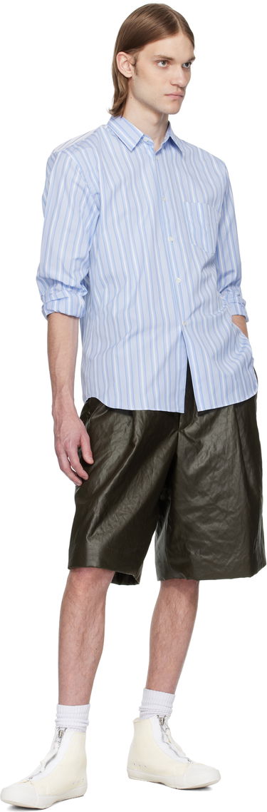 Skjorta Comme des Garçons Comme des Garçons Shirt Yarn Dyed Stripe Poplin Shirt Blå | FZ-B401-051, 4