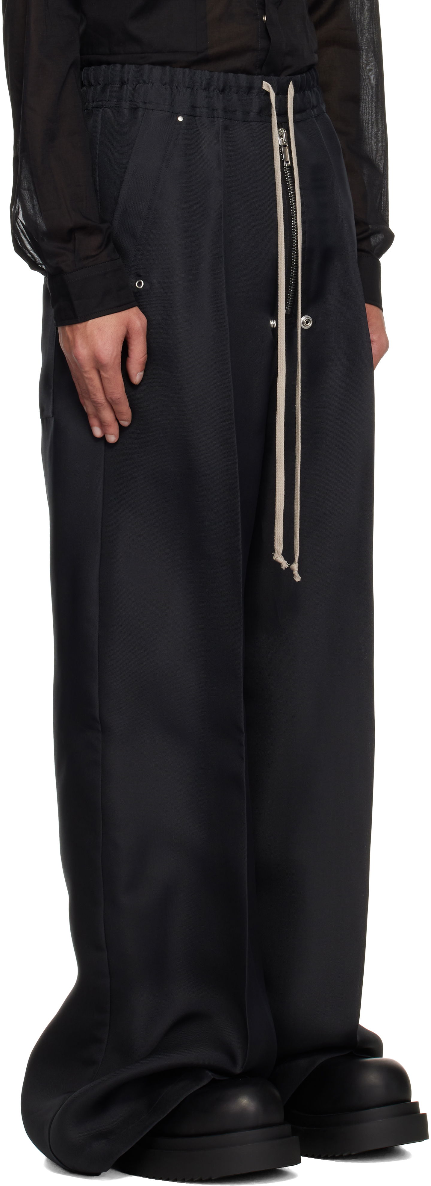 Byxor Rick Owens Rick Owens Hollywood Bela Wide Leg Trousers Svart | RR01E5366 SG, 1
