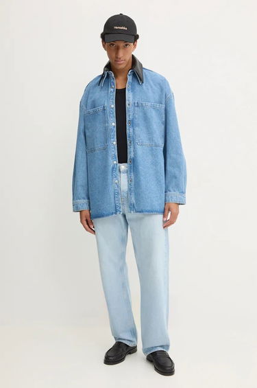 Skjorta Nanushka Relaxed Denim Shirt With Classic Collar Blå | NU24PFJK00553, 1