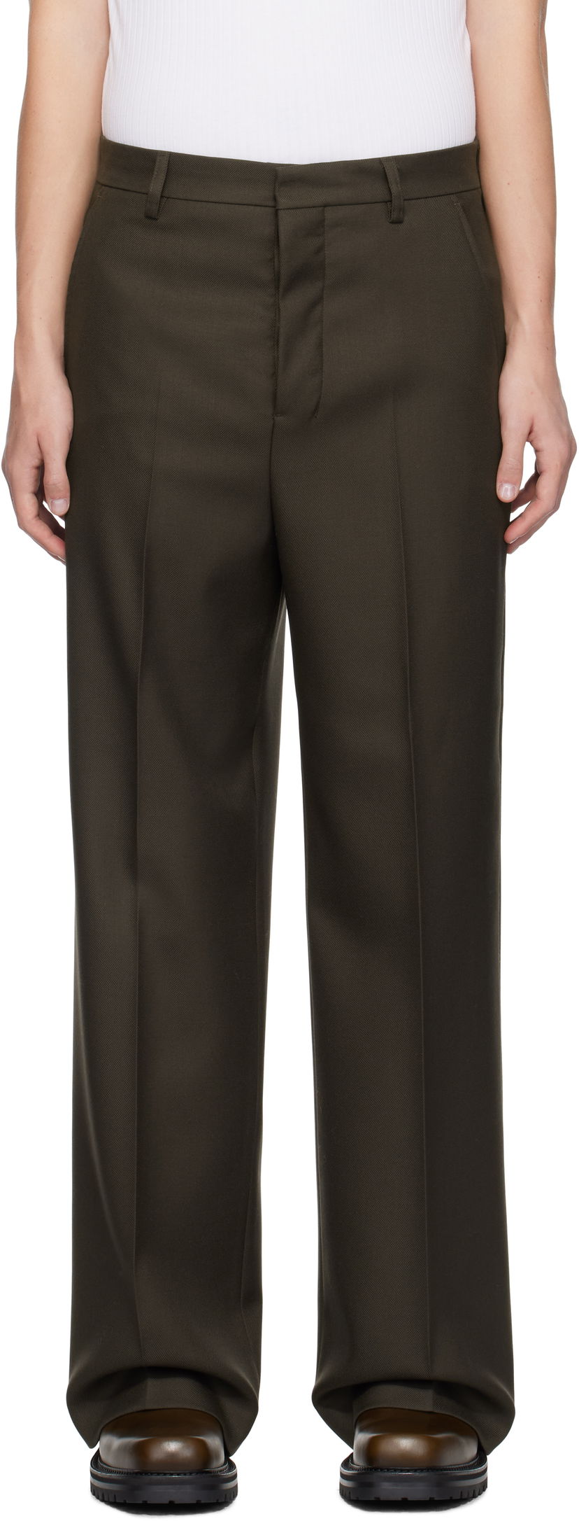 Byxor AMI Wide Trousers Brun | HTR423.WV0053