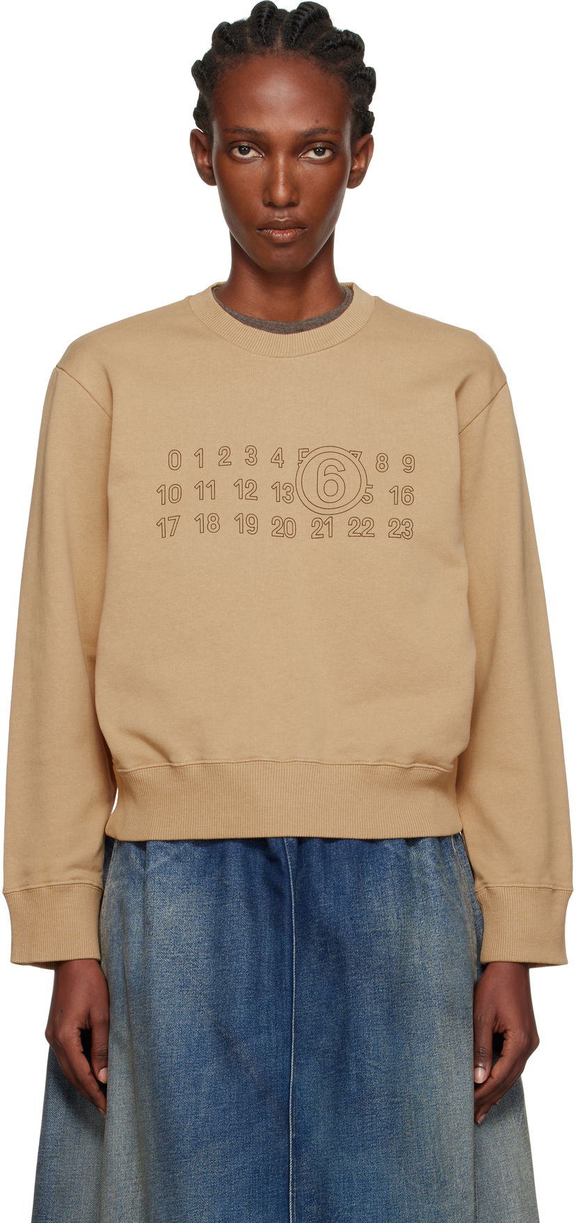 Sweatshirt Maison Margiela MM6 Maison Margiela Printed-Logo Sweatshirt Beige | S52GU0248 M25025