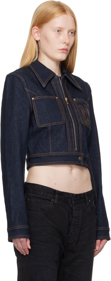 Jacka AMIRI AMIRI Zip Up Cropped Denim Jacket Blå | AWDNWJ1007, 1