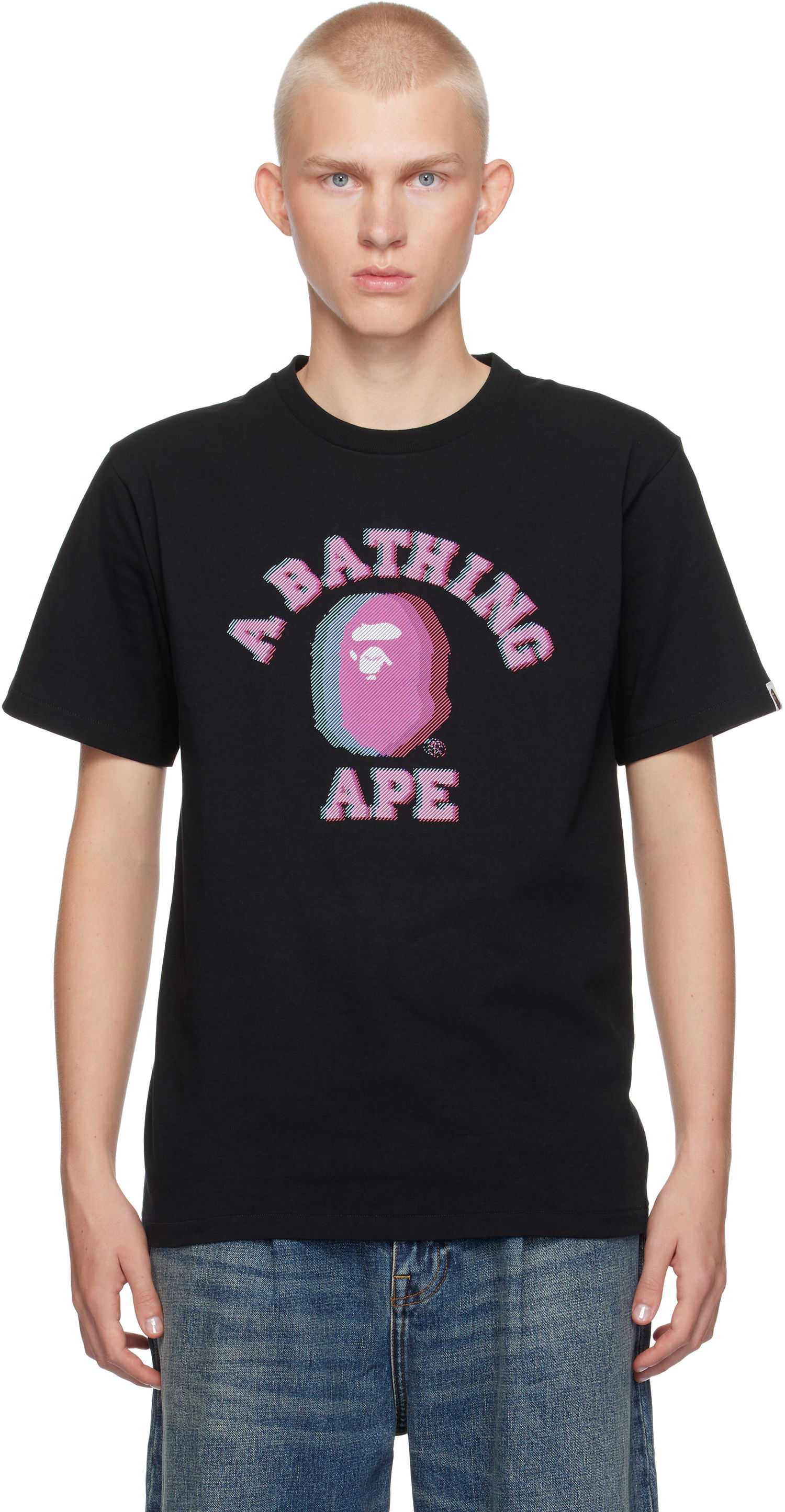 T-shirt BAPE College Glitch Art T-Shirt Svart | 001TEK301051M, 0