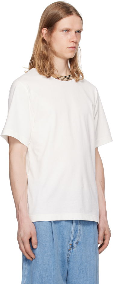T-shirt Burberry Burberry Cotton T-Shirt with Check Trim Vit | 8110100, 1