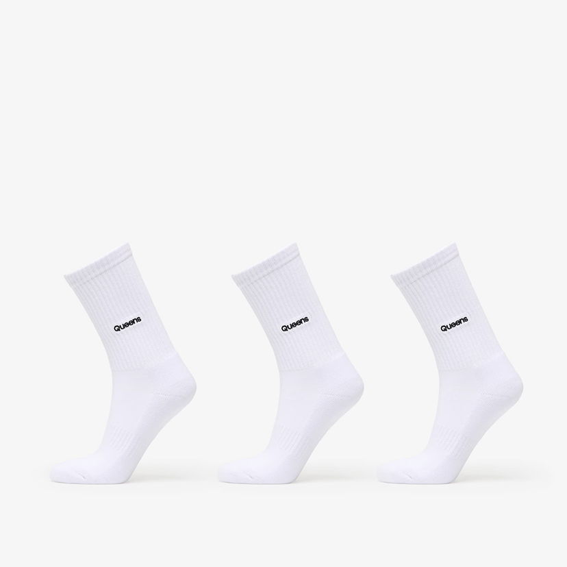 Strumpor Queens Crew Socks 3-Pack Vit | QNS_059