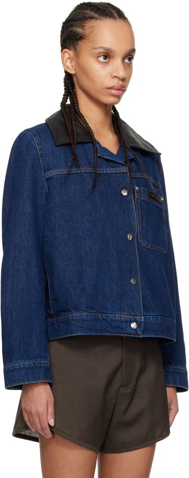 Jacka Wales Bonner Wales Bonner Denim Jacket with Faux Leather Collar Blå | WS25DE14-DE01-599, 1