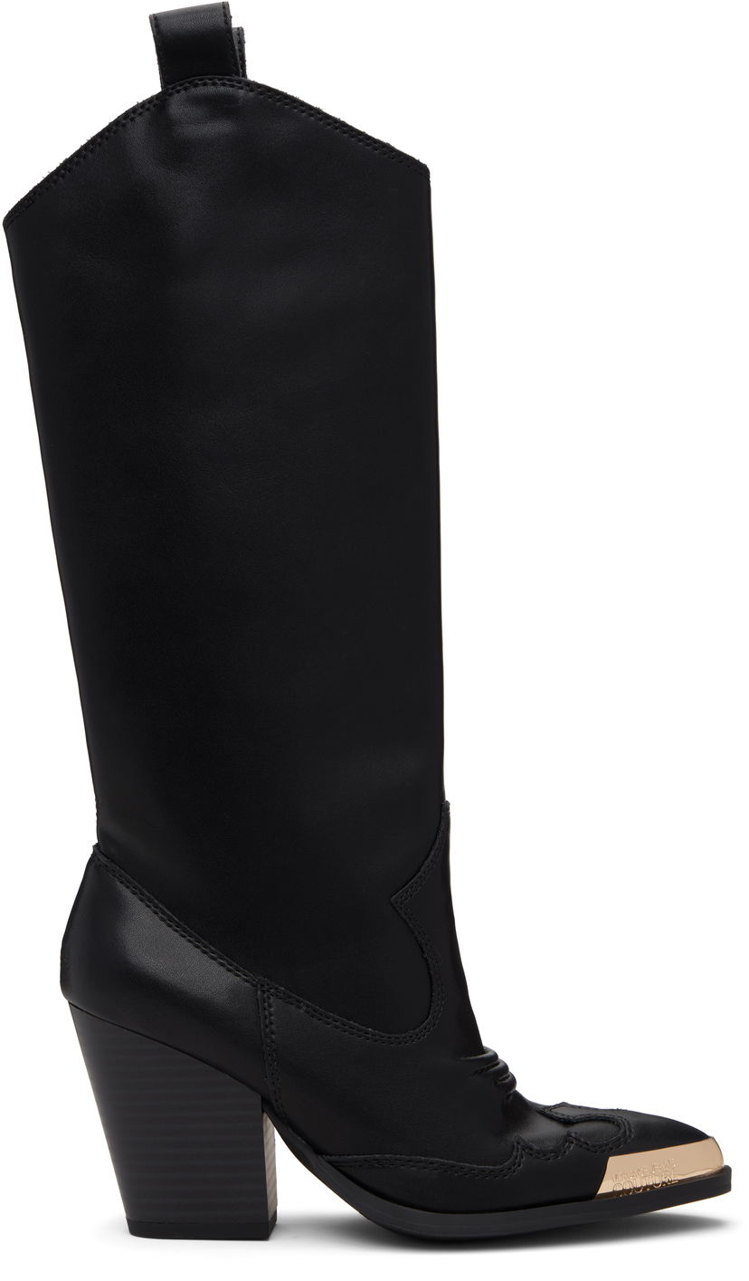 Sneakers och skor Versace Versace Jeans Couture Logo Plaque Tall Boots Svart | E79VA3S12_EZPB68