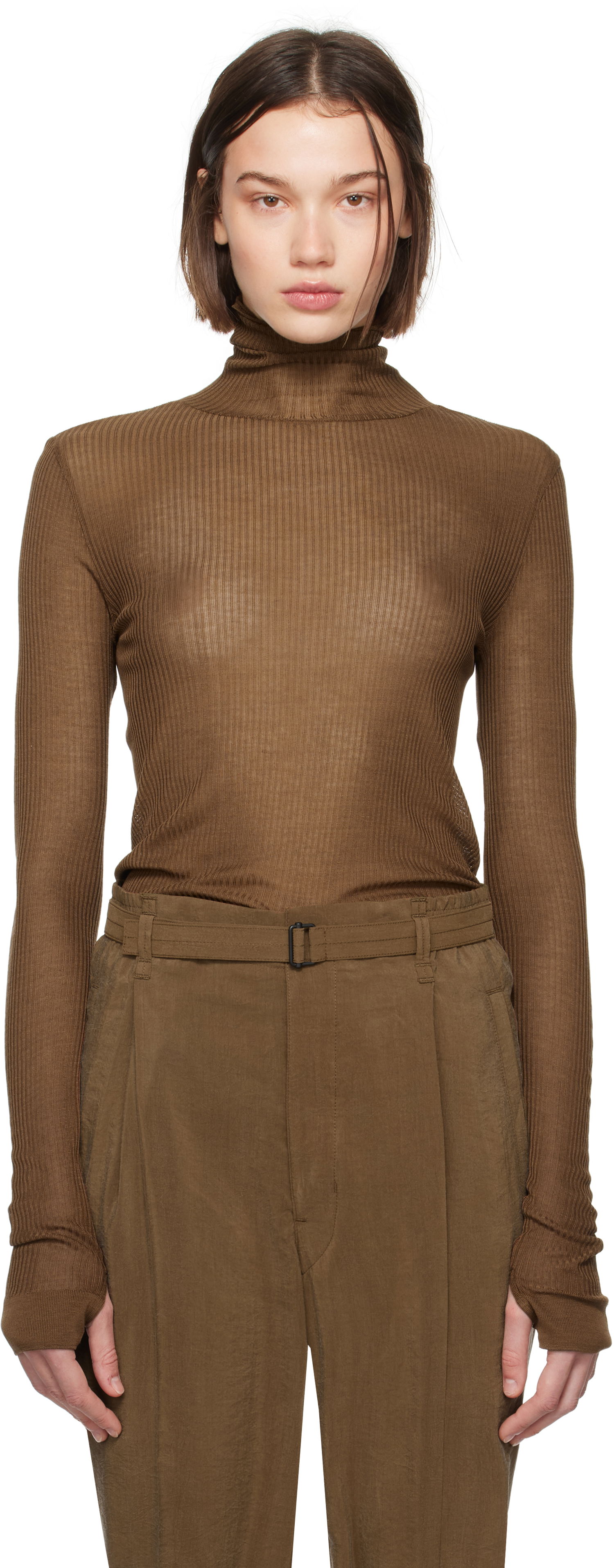 T-shirt LEMAIRE Seamless Turtleneck Top Brun | TO1279 LK1017, 0