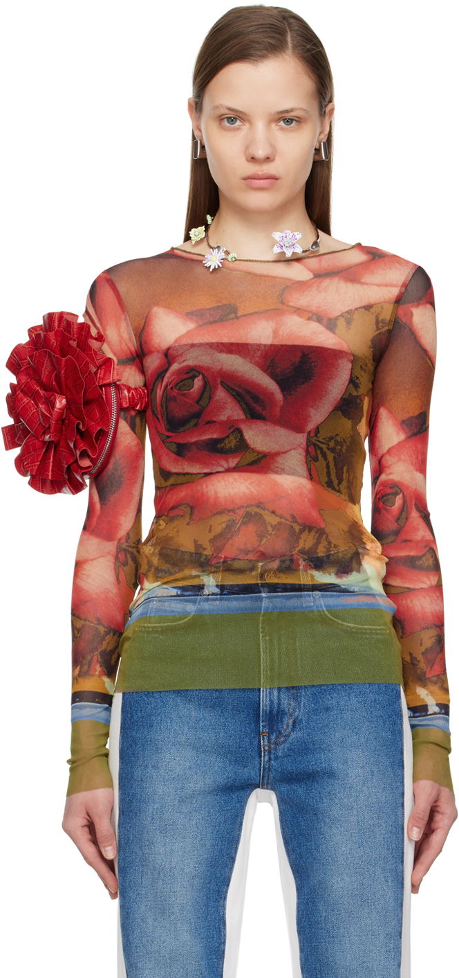 T-shirt Jean Paul Gaultier Jean Paul Gaultier Roses Print Long Sleeve T-Shirt Flerfärgad | 24/25-U-TO132-T547-403050, 0
