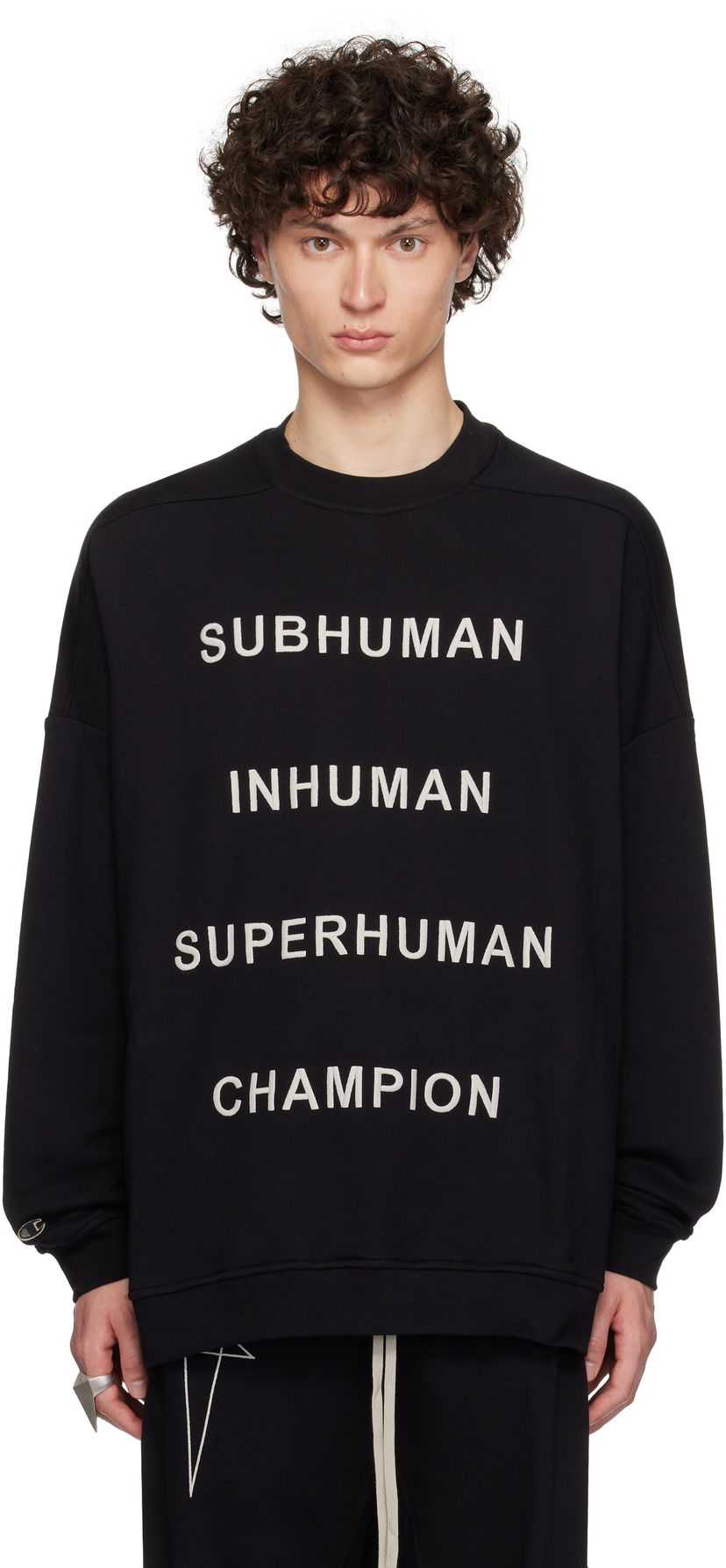Sweatshirt Rick Owens Rick Owens Champion Edition Jumbo Sweatshirt Svart | CM01E1669 CHFE FELPA
