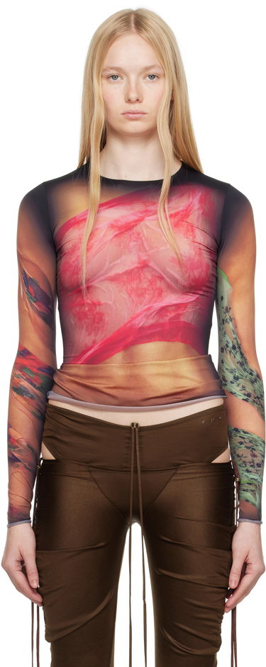 T-shirt Marine Serre Marine Serre Recycled Draped Statue Jersey Second Skin T-shirt Flerfärgad | WTS006A CJER0076, 0