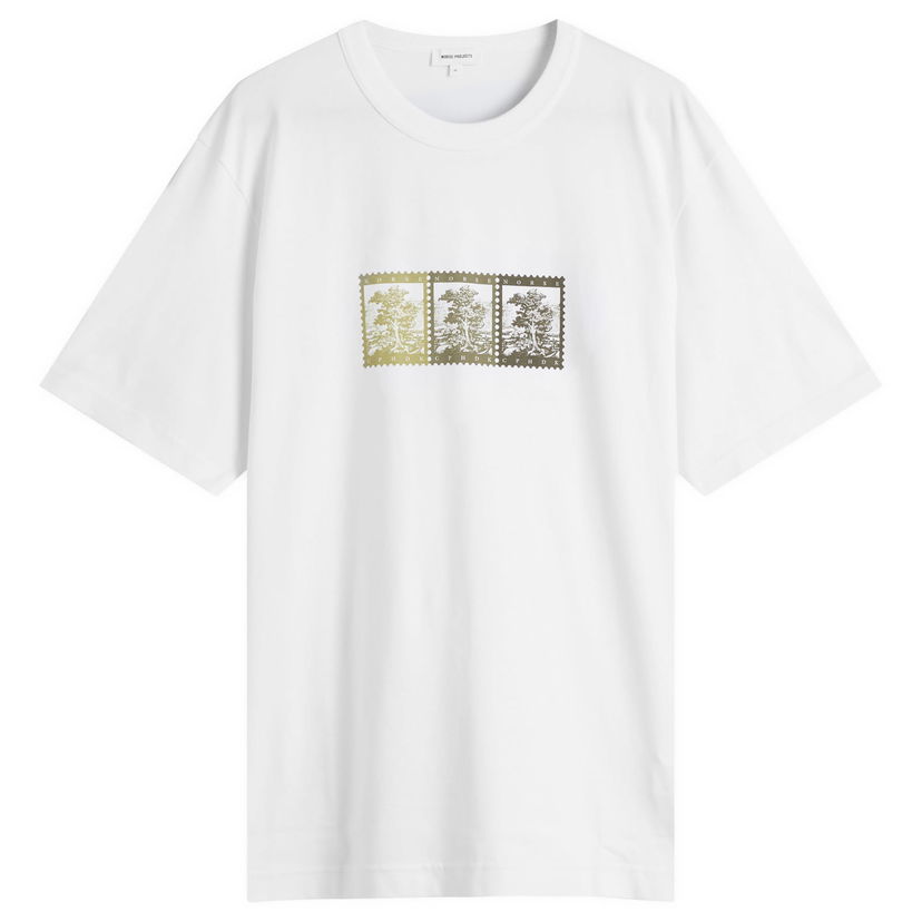 T-shirt NORSE PROJECTS Norse Projects Holger Post Stamp Print T-Shirt, Size Large Vit | N01-0686-0001