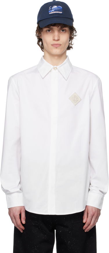Skjorta Casablanca Casablanca Pearl Diamond Patch Cotton Shirt Vit | MPS25-SH-139-01, 0