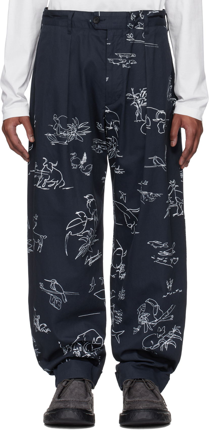 Byxor Engineered Garments Engineered Garments Carlyle Print Trousers Mörkblå | 25S1F012