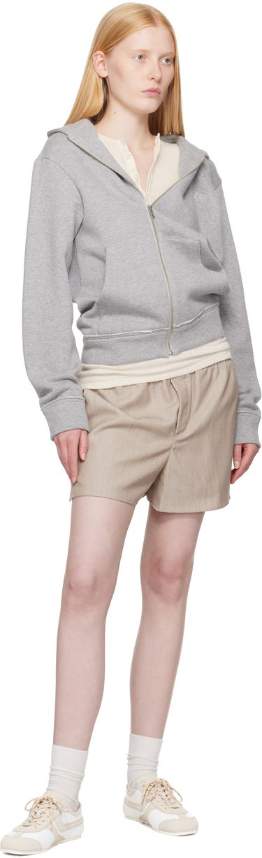 Shorts AMI AMI Paris Wool Elasticated Shorts Beige | USO117.WV0065, 3