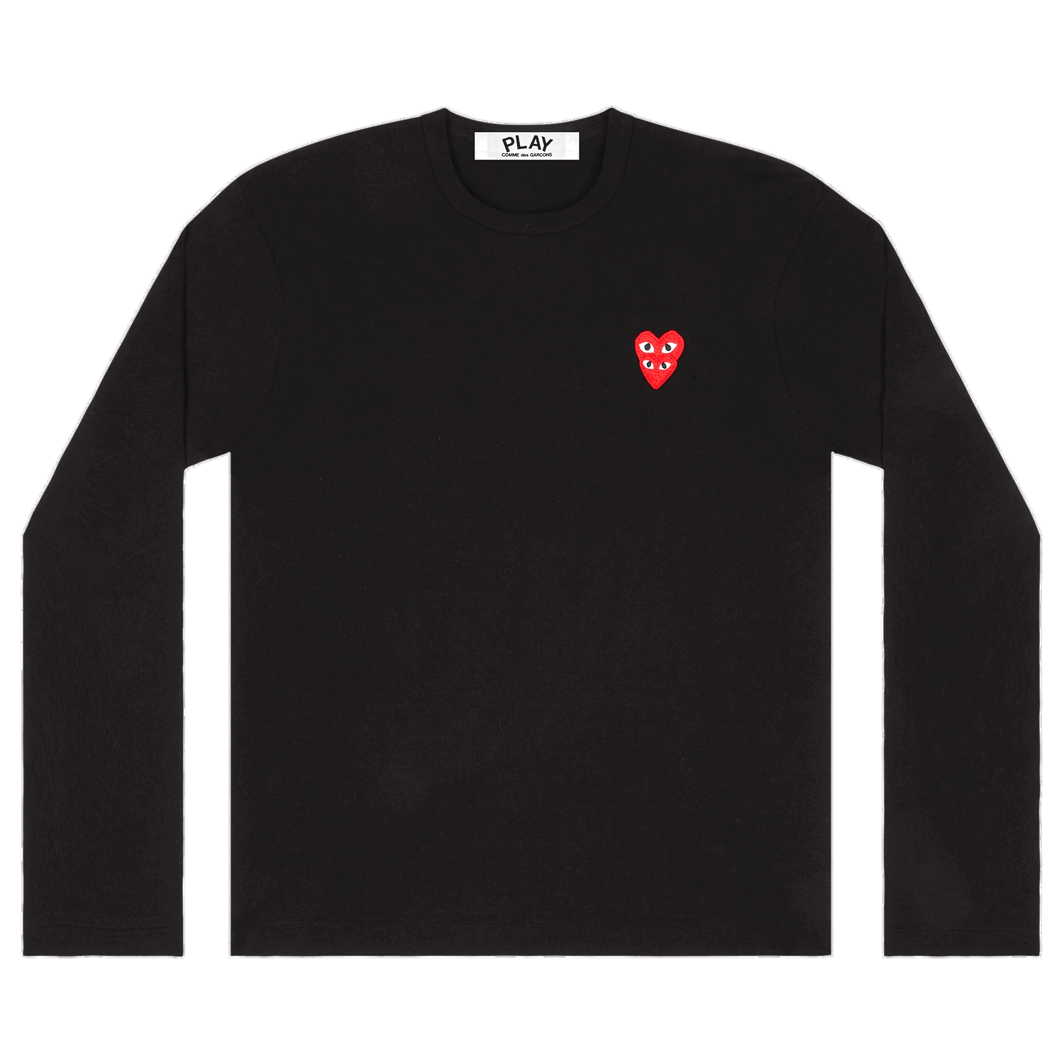 T-shirt Comme des Garçons PLAY Double Heart Long-Sleeve Tee Svart | AZ T292 051 1, 0