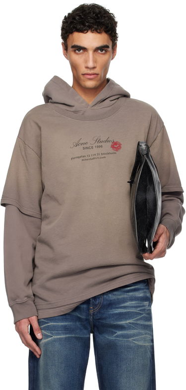 Sweatshirt Acne Studios Acne Studios Double-Layered Hoodie Brun | AI0160-, 0