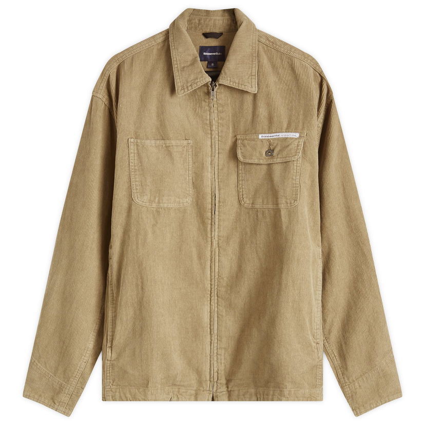 Skjorta thisisneverthat Washed Corduroy Zip Jacket Beige | TN243WOWLS11-KHK