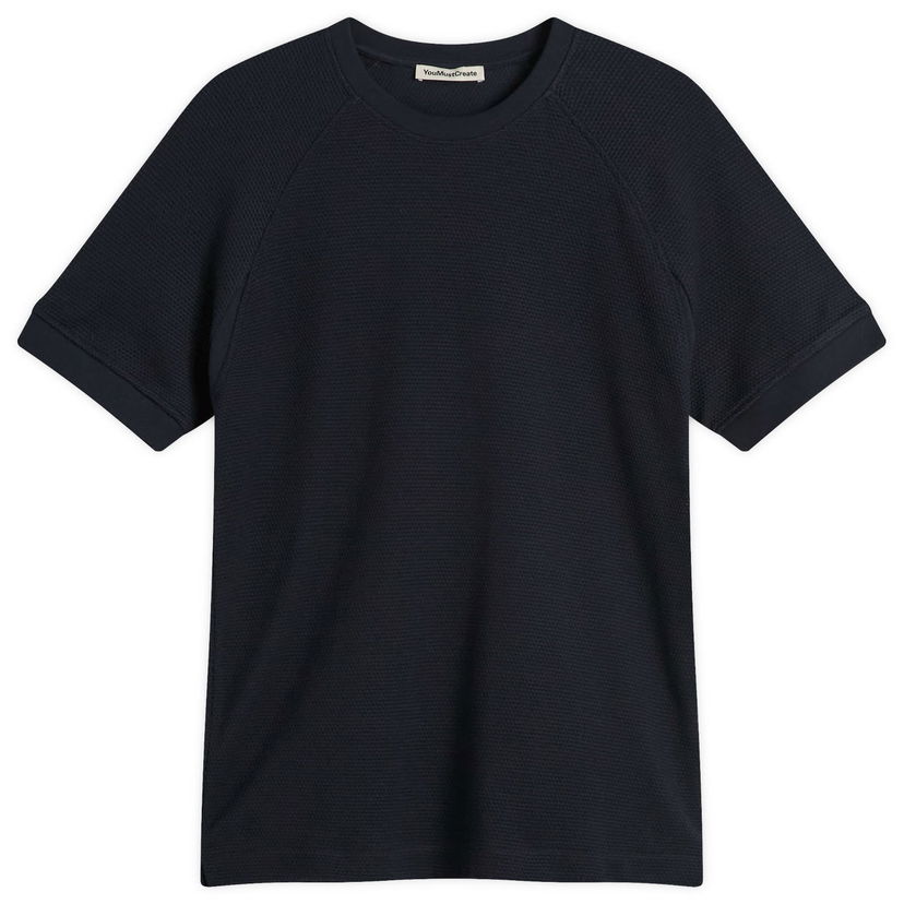 T-shirt YMC YMC Marquee Waffle T-Shirt, Size Large Mörkblå | P6YMF-40