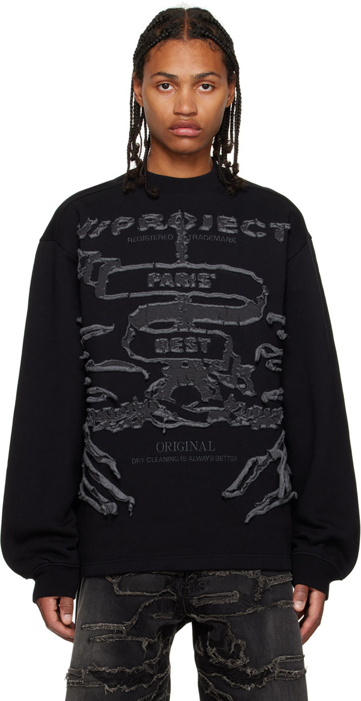 Sweatshirt Y/PROJECT Graphic Print Long Sleeve Sweatshirt Svart | SWEAT54-S25