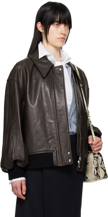Bomberjacka Khaite Khaite Shelman Leather Jacket Brun | 6166729, 1