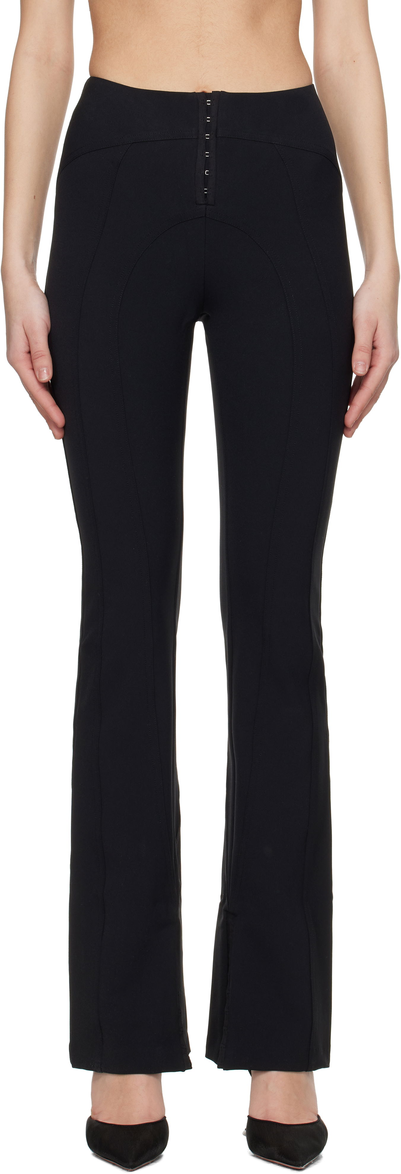 Byxor GUIZIO Guizio Aurora Hook-Front Flare Trousers Svart | F23207W015, 0