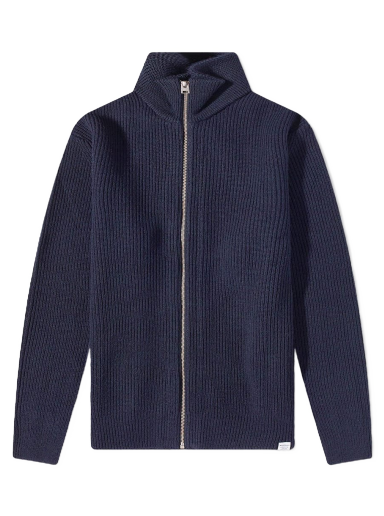 Sweatshirt NORSE PROJECTS Hagen Cotton Full Zip Knit Mörkblå | N45-0550-7004
