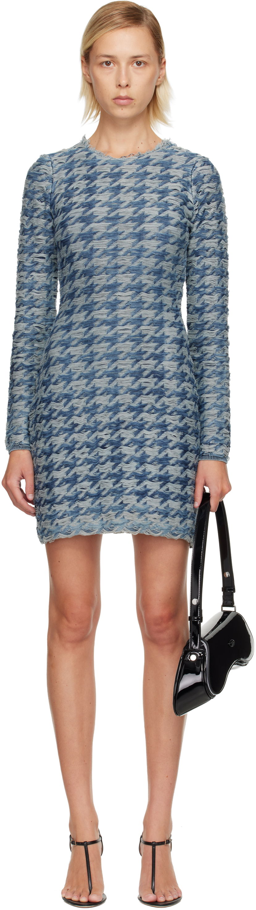 Klä Diesel Houndstooth Knit Minidress M-Halma Blå | A21446 0EGCA