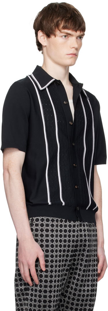Polotröja AMIRI AMIRI Script Stripe Knit Polo Svart | AMKNIR1025, 1