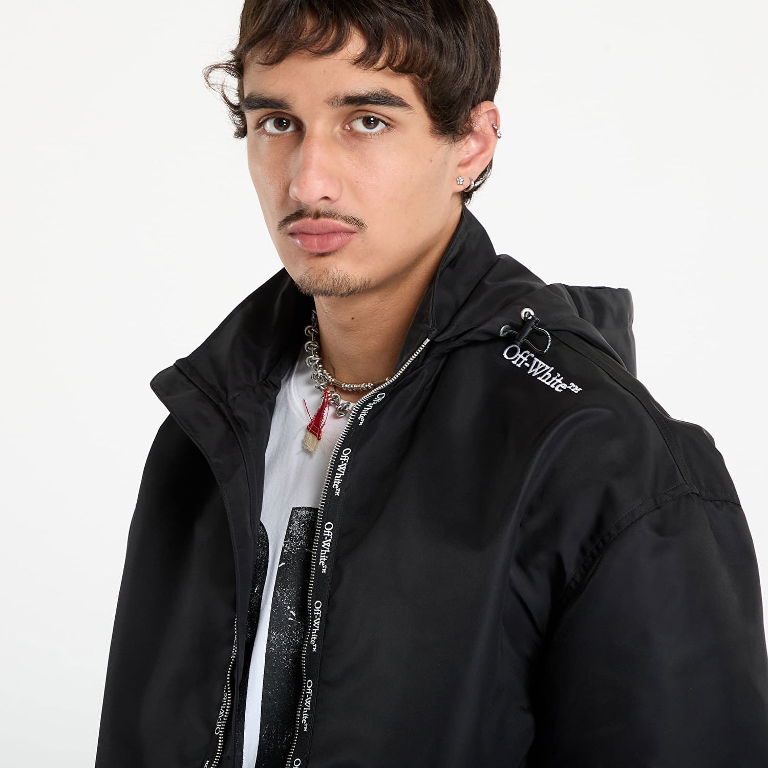 Vindjacka Off-White Off-White Bookish Nylon Windbreaker Svart | OMEB04FF25FAB0011001, 1